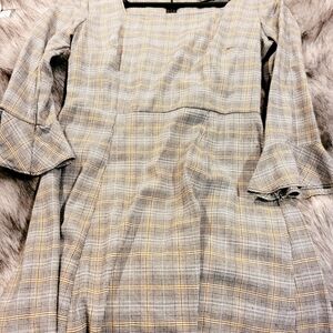 Band of Gypsies Gray and Yellow Plaid Dress
